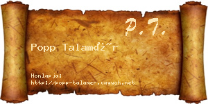 Popp Talamér névjegykártya